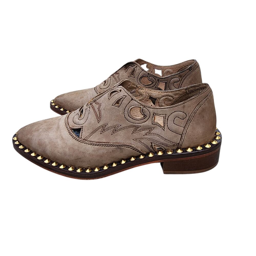 Free People Twin Falls Leather Studded Cowgirl Loafers 36 - Picture 9 of 11